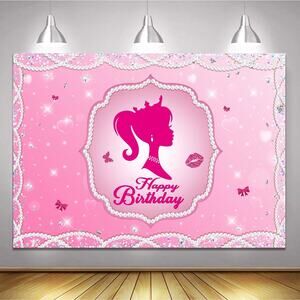 Pink Pearl Princess Birthday Backdrop, 5x7' Girl’s Party, Crown & Sparkle Design